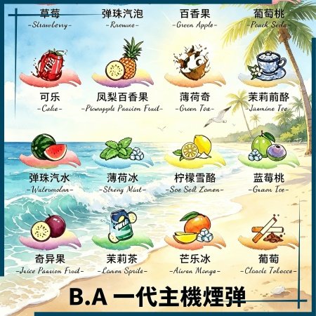 B.A一代電子煙煙彈|多種水果冰感口味,專用替換式煙彈